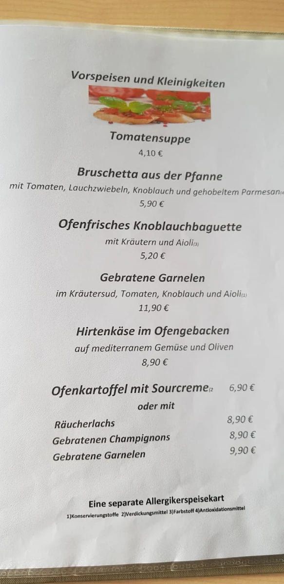 Speisekarte, Die Insel Restaurant