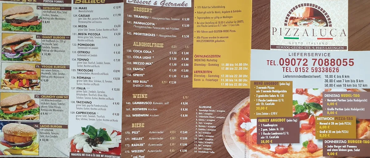 Speisekarte, Pizza Luca