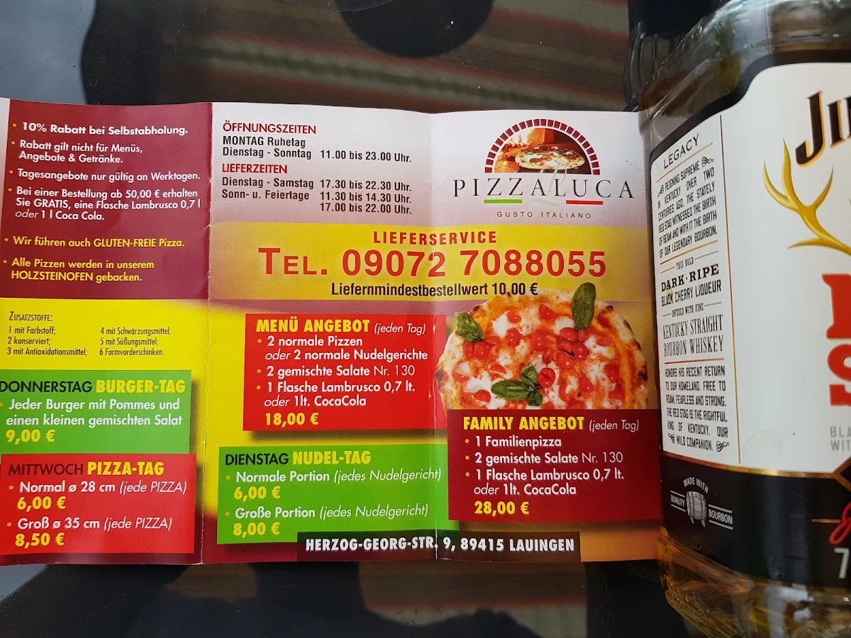 Speisekarte, Pizza Luca