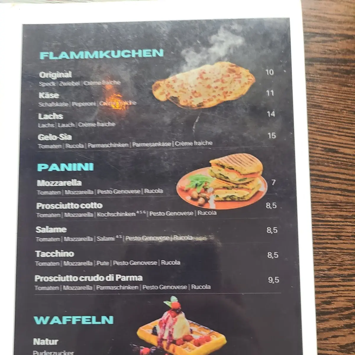 Speisekarte, Moccali Düsseldorf Café