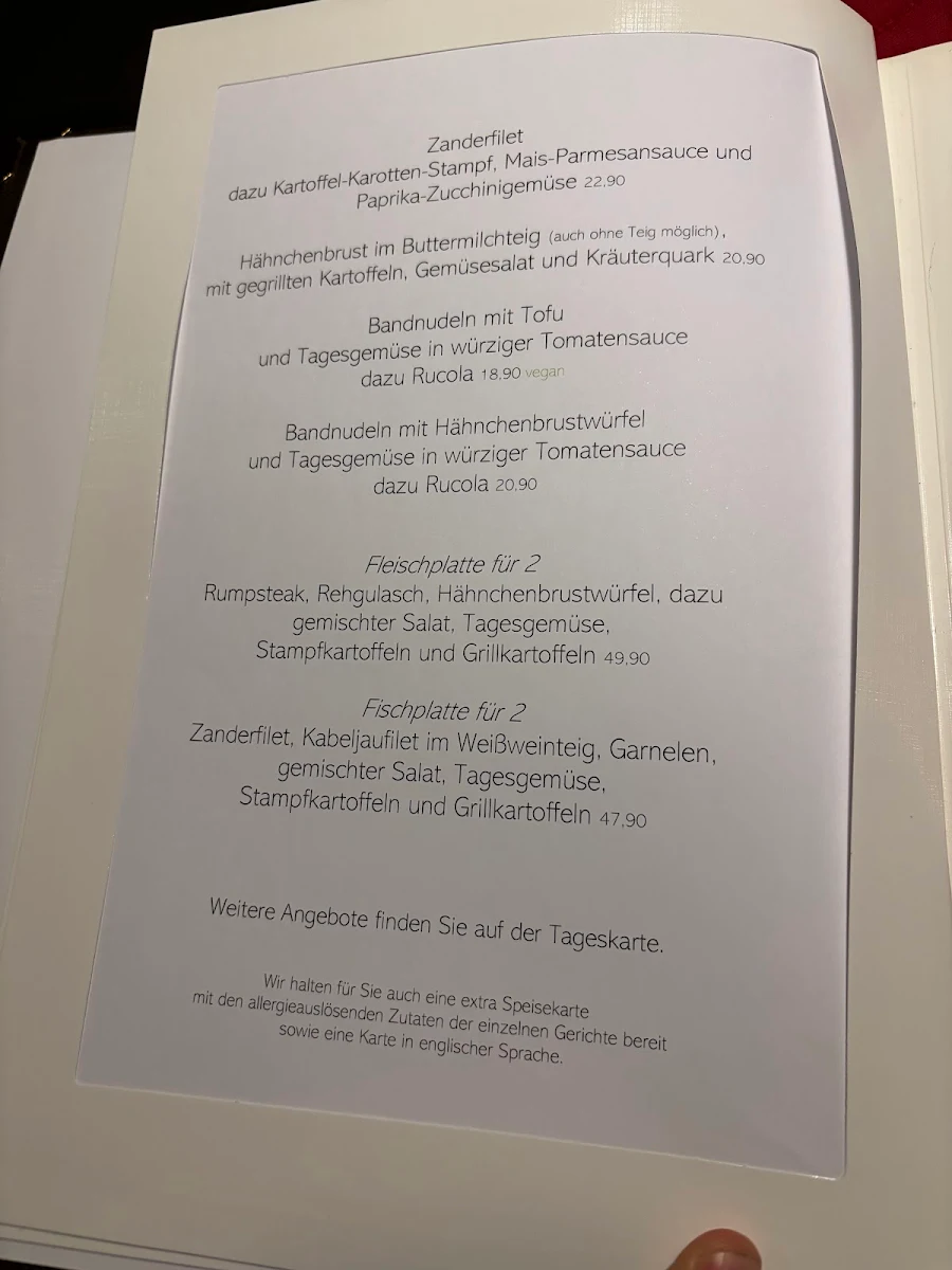 Speisekarte, Die Buhne