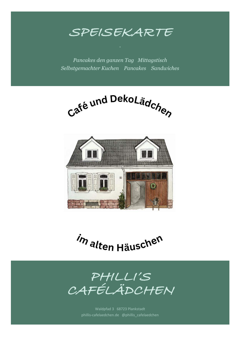Speisekarte, Philli's CaféLädchen (Café)