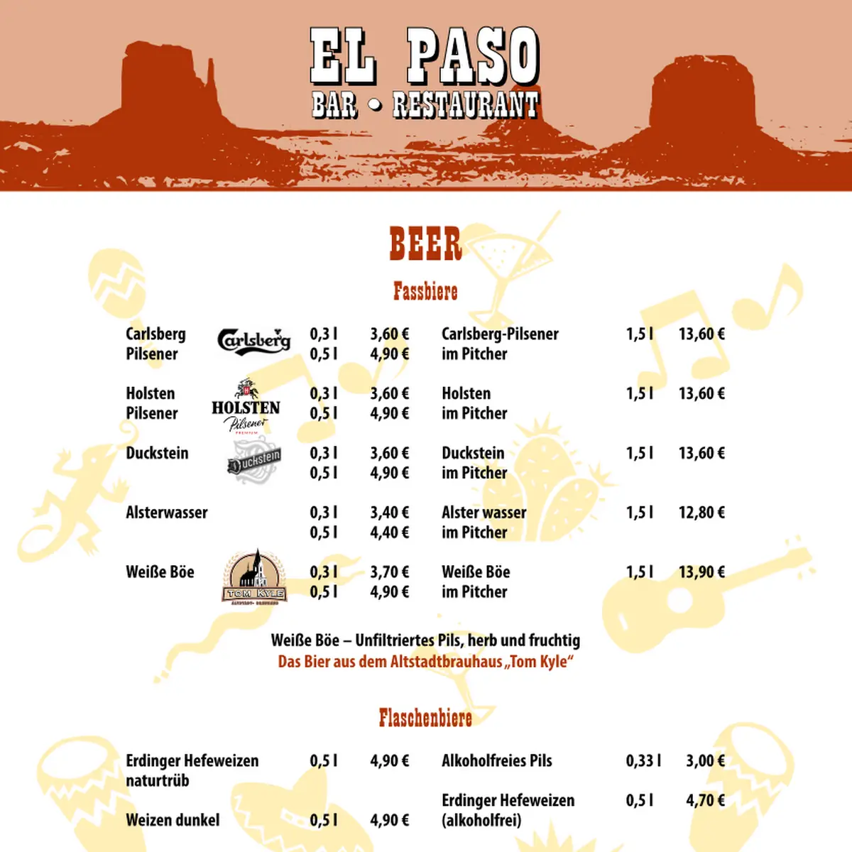 Speisekarte, El Paso