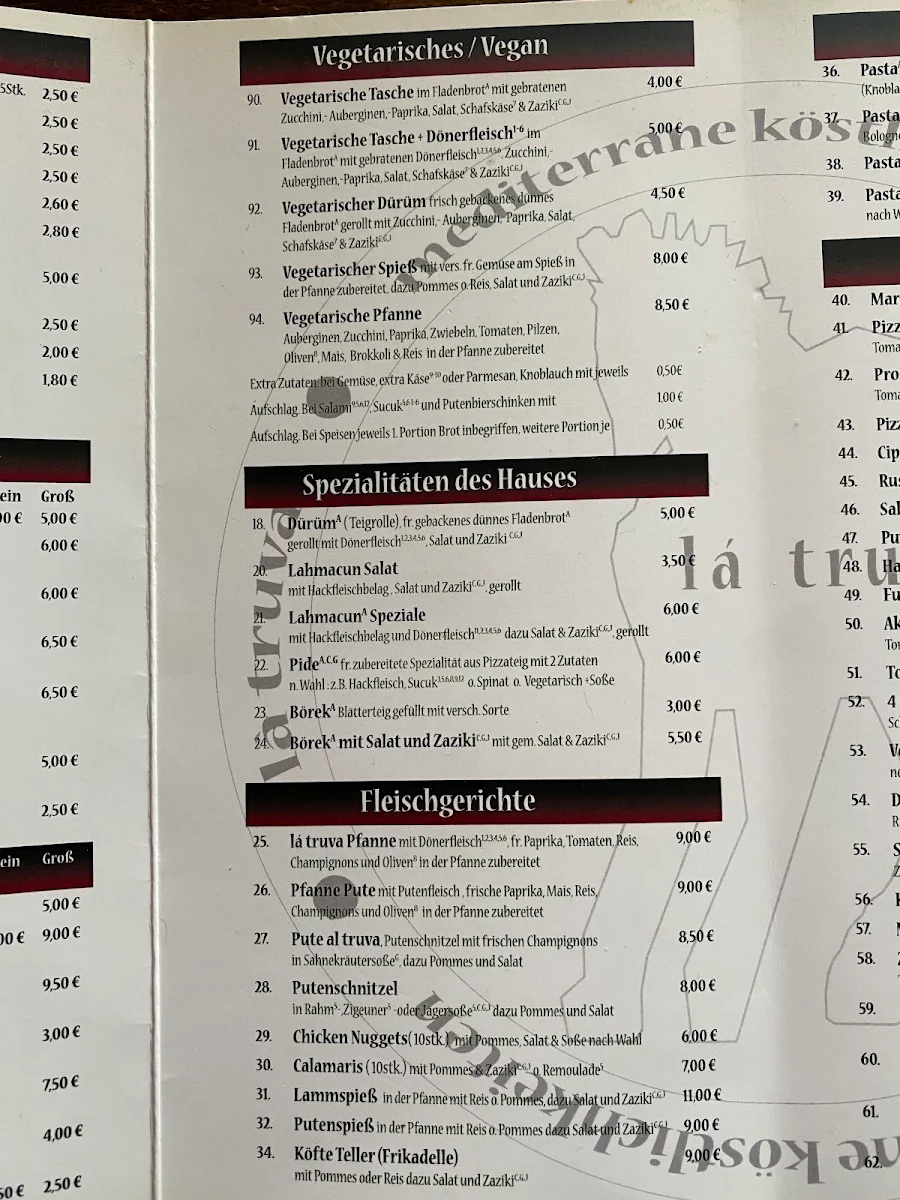 Speisekarte, La Truva