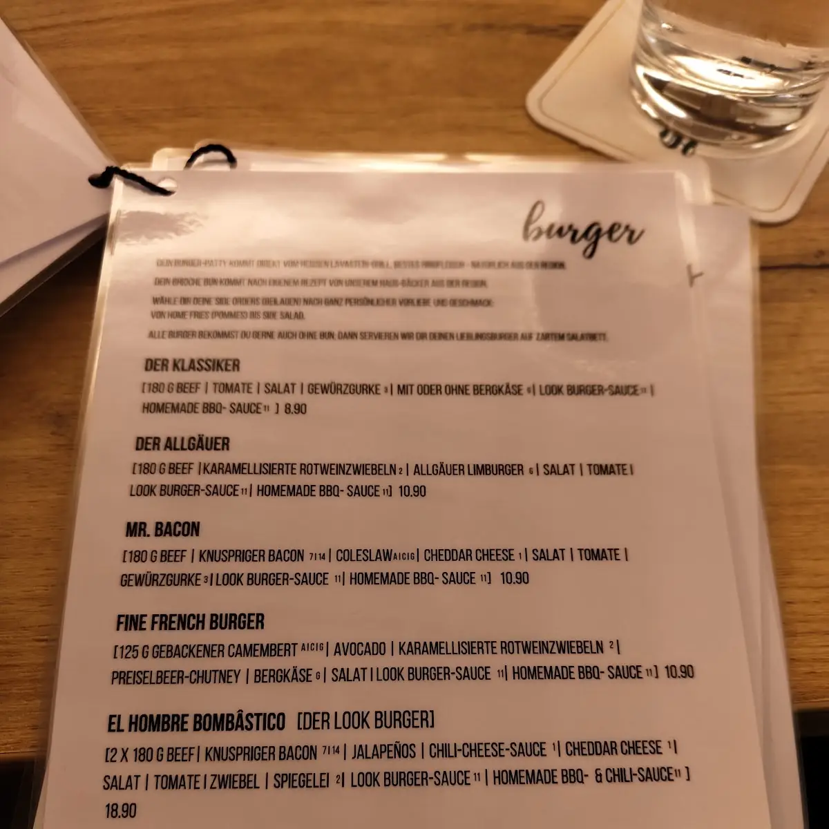 Speisekarte, LOOK - Restaurant - Bar & Hotel