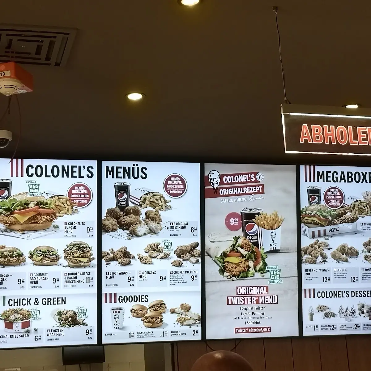 Speisekarte, Kentucky Fried Chicken