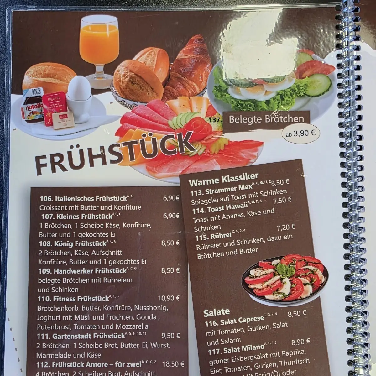 Speisekarte, Eiscafe Milano