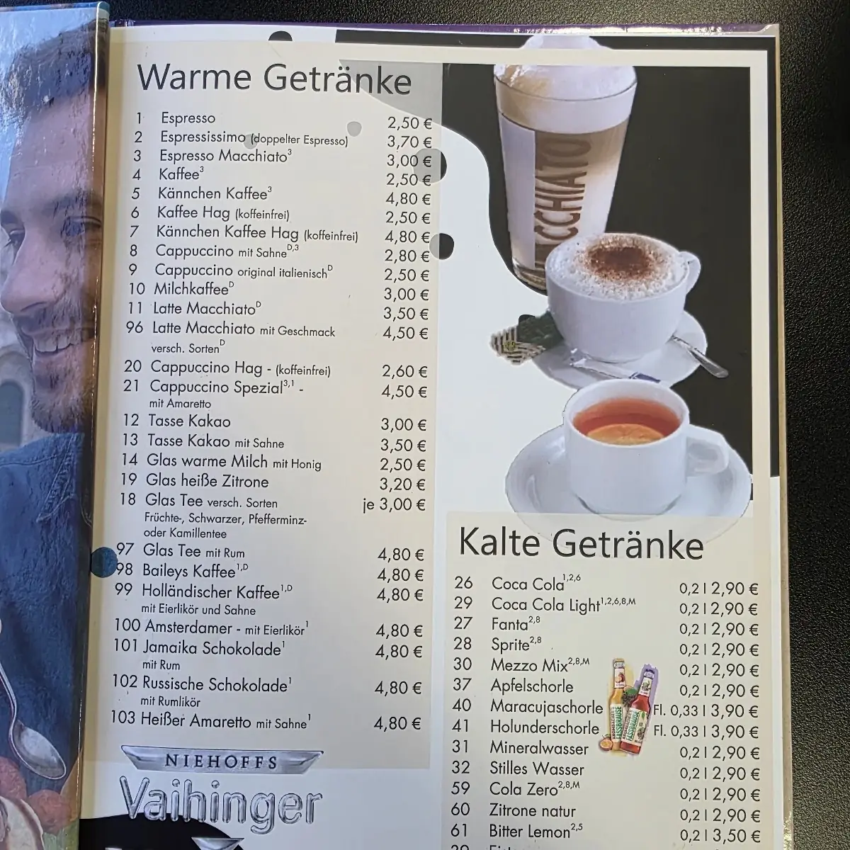 Speisekarte, Eiscafe Milano