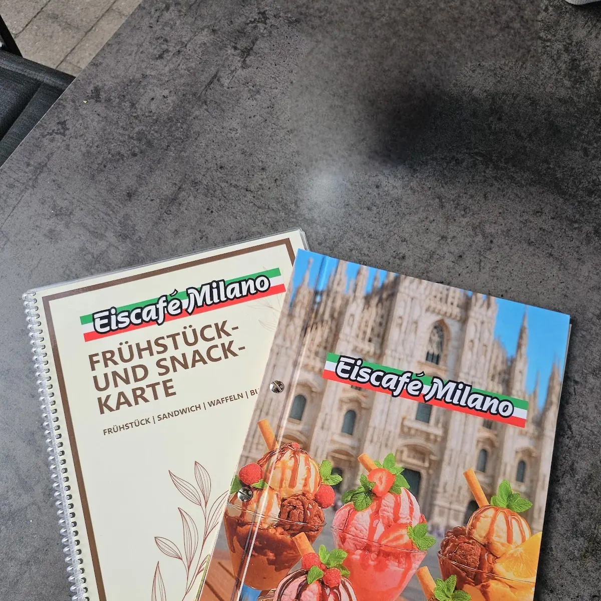 Speisekarte, Eiscafe Milano