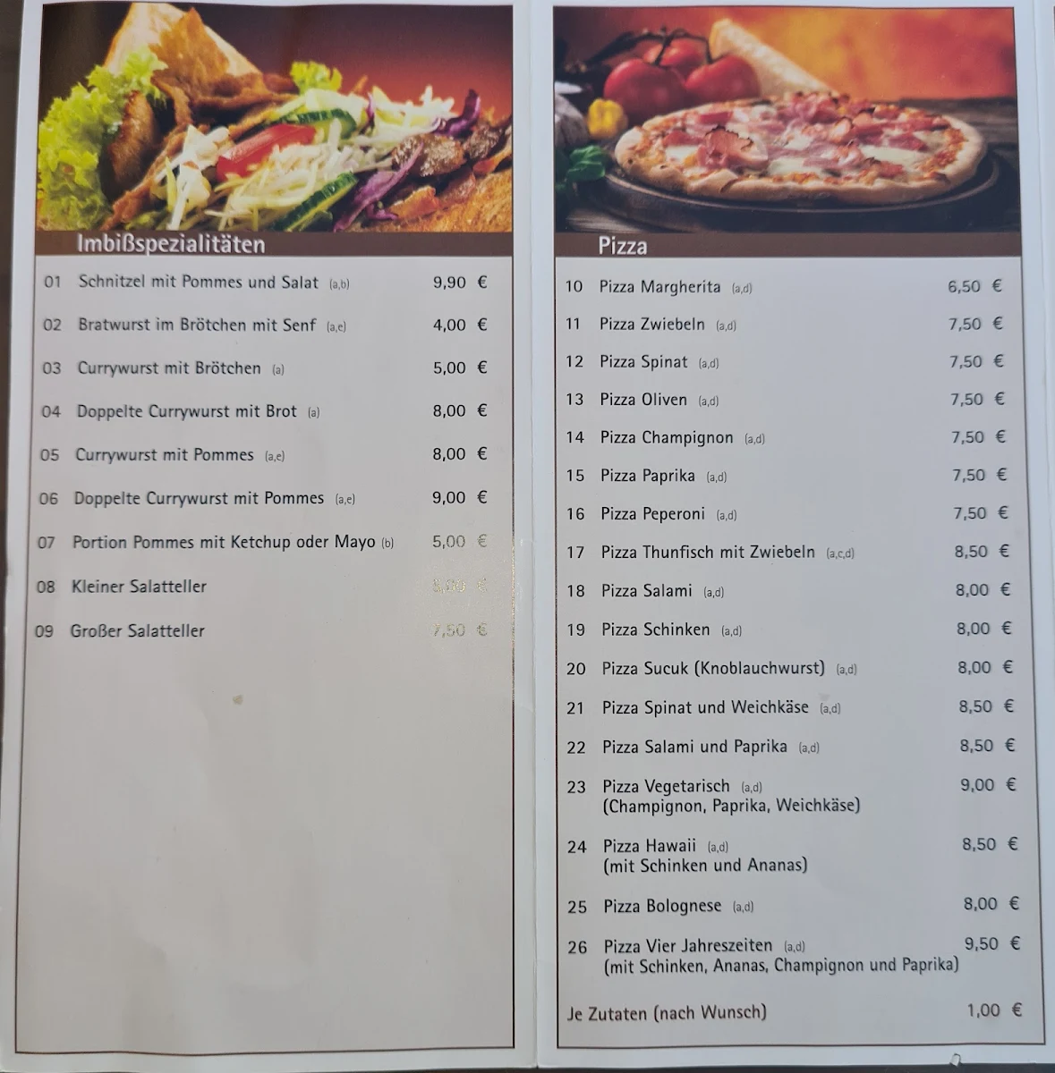 Speisekarte, Konnis Gaststüble
