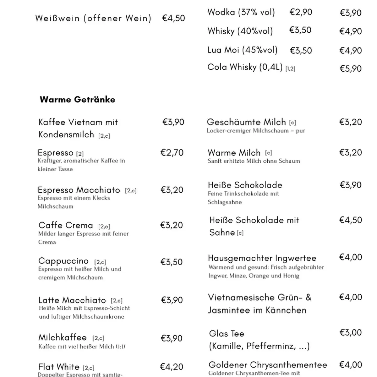 Speisekarte, MONZI - Restaurant & Café