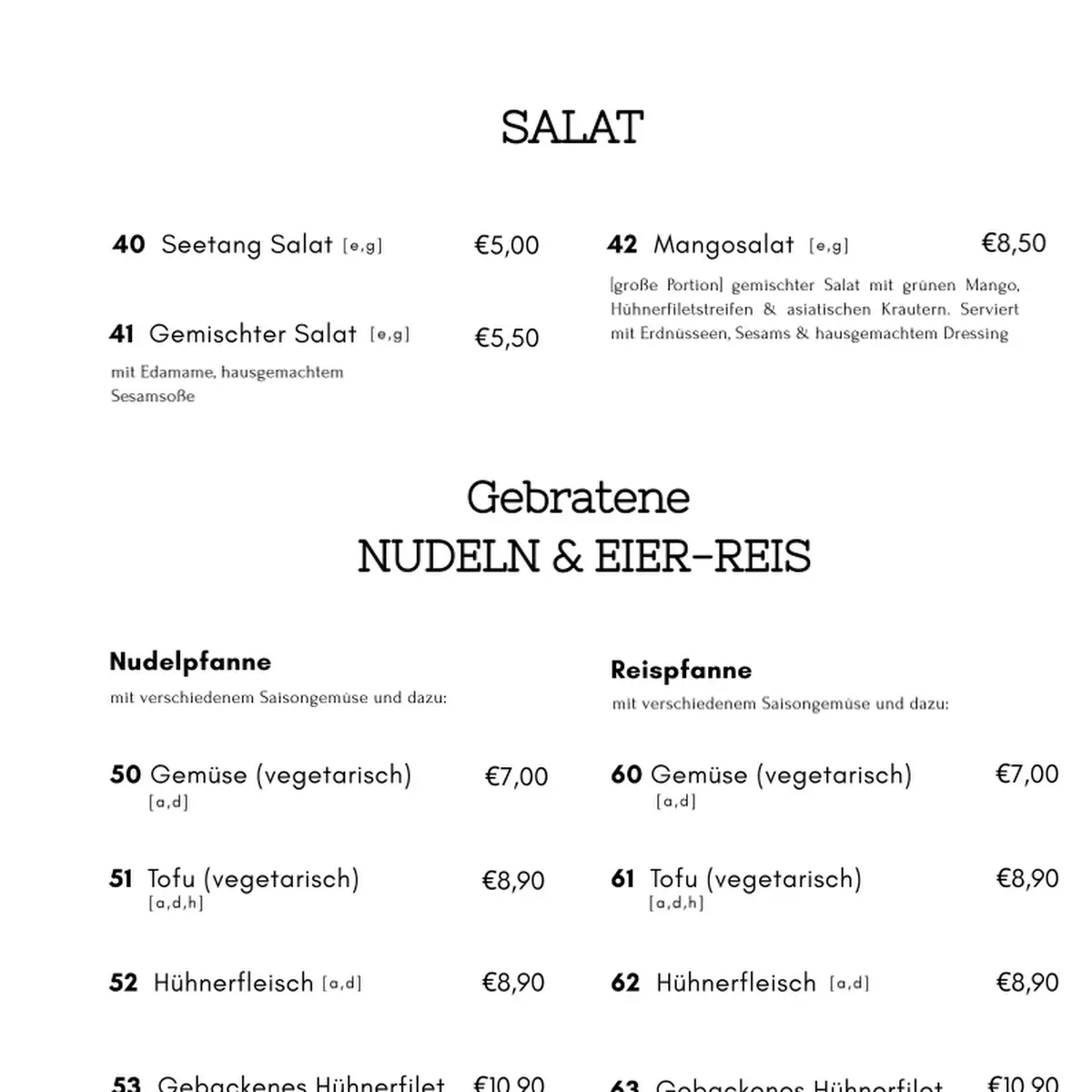 Speisekarte, MONZI - Restaurant & Café