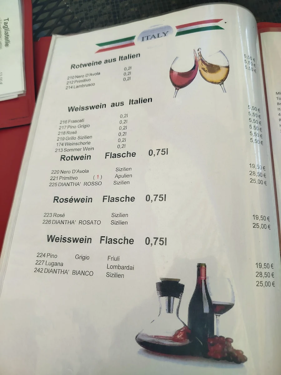 Speisekarte, Ristorante La Tricone - "bei Beni"