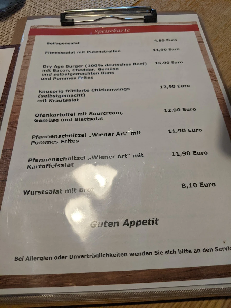 Speisekarte, Bäcka-Wirth