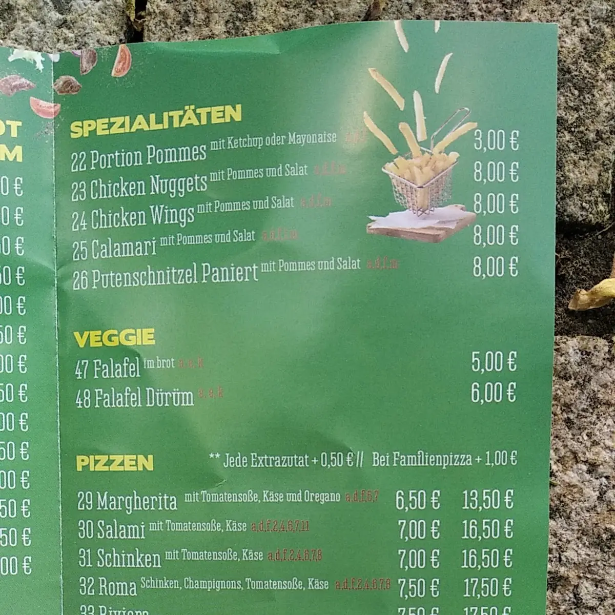 Speisekarte, Rodinger Döner-Ecke