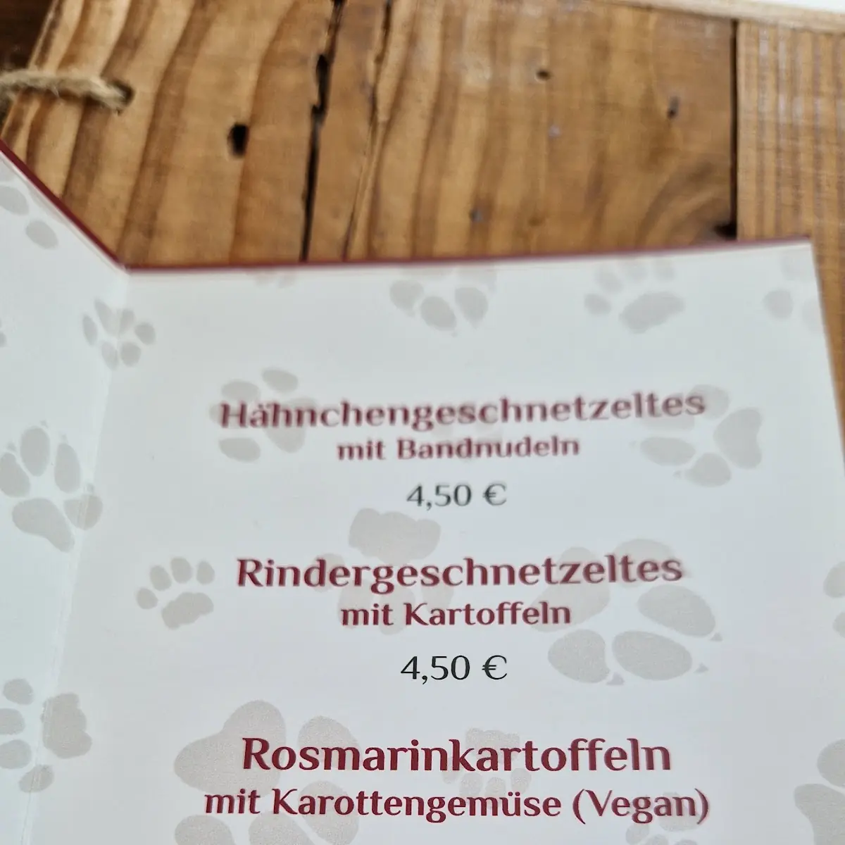 Speisekarte, Gasthof zum Siedlerheim