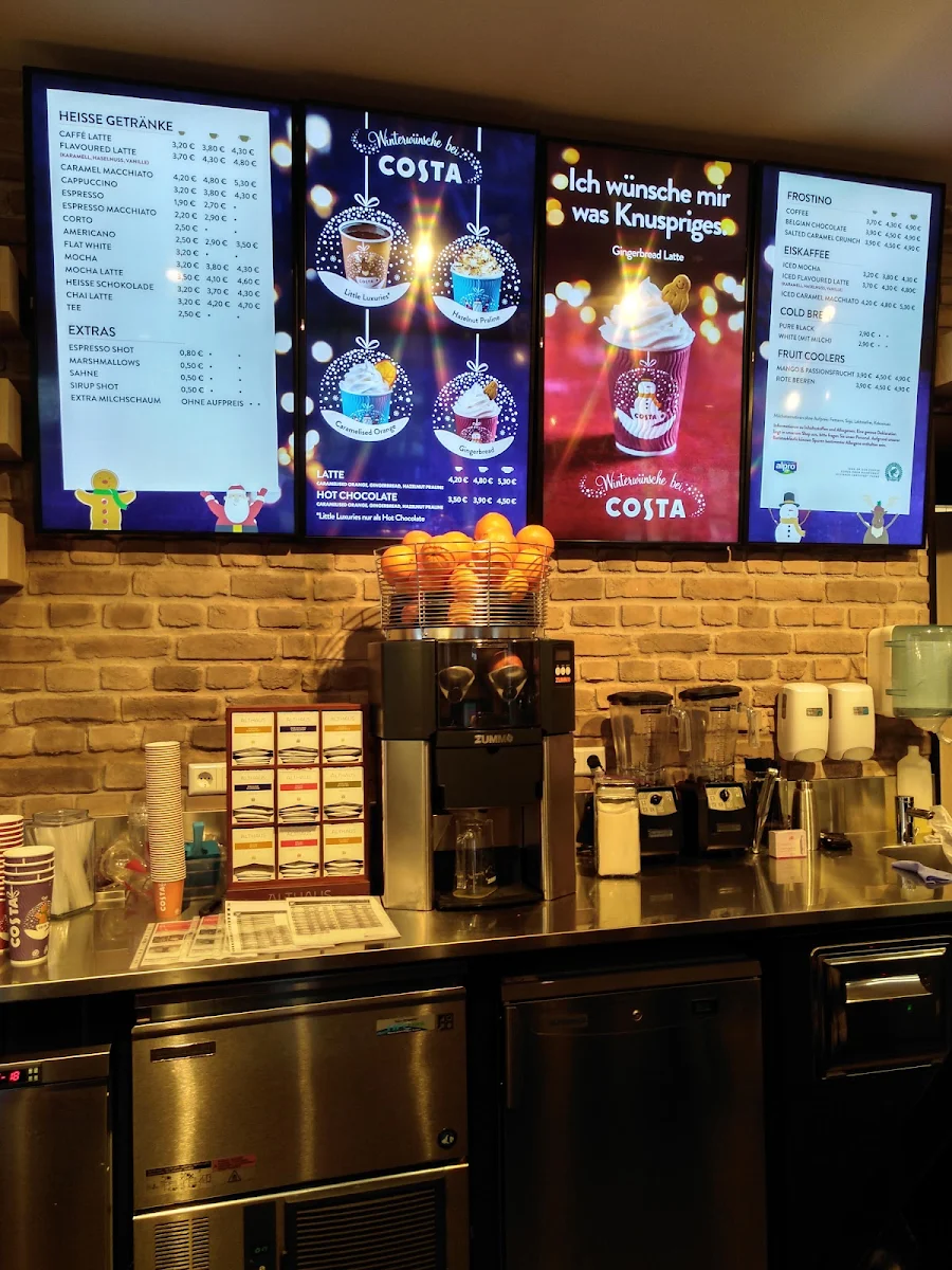 Speisekarte, Costa Coffee