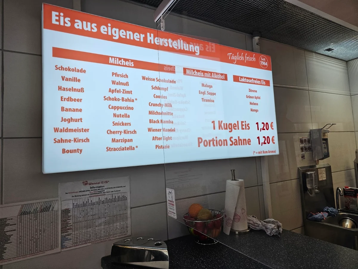 Speisekarte, Wennel-Eis