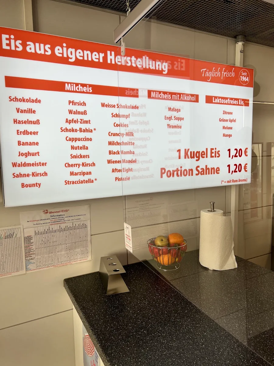 Speisekarte, Wennel-Eis