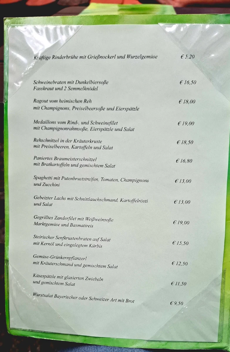 Speisekarte, Brauerei Gasthof "Zur Post"