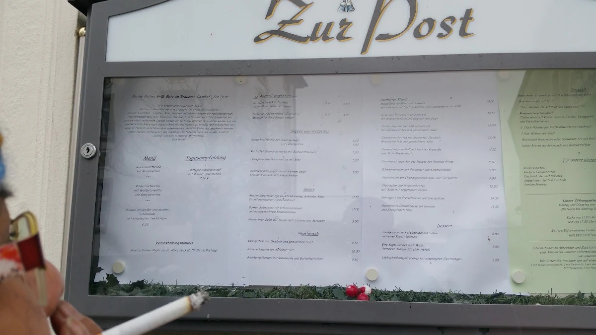 Speisekarte, Brauerei Gasthof "Zur Post"