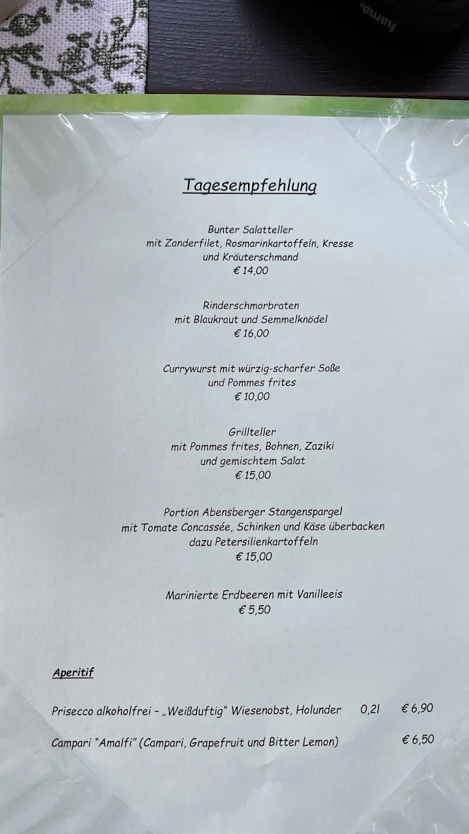 Speisekarte, Brauerei Gasthof "Zur Post"