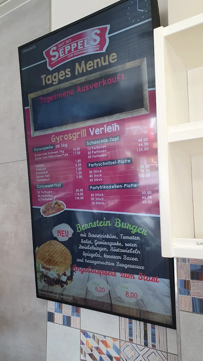 Speisekarte, Seppels Schnellrestaurant