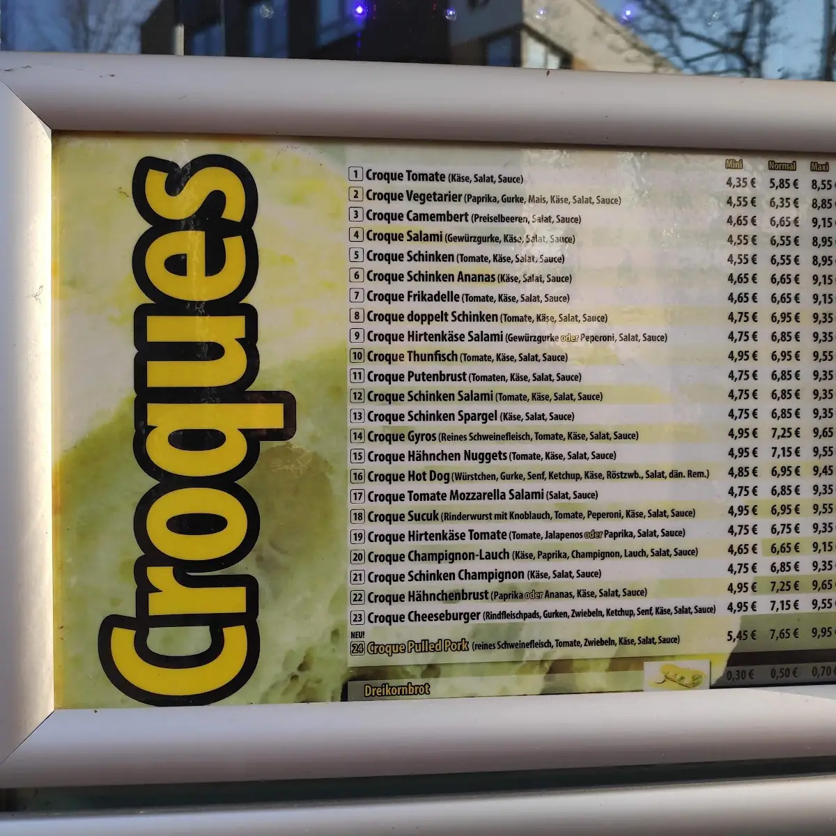 Speisekarte, Croque-Paris