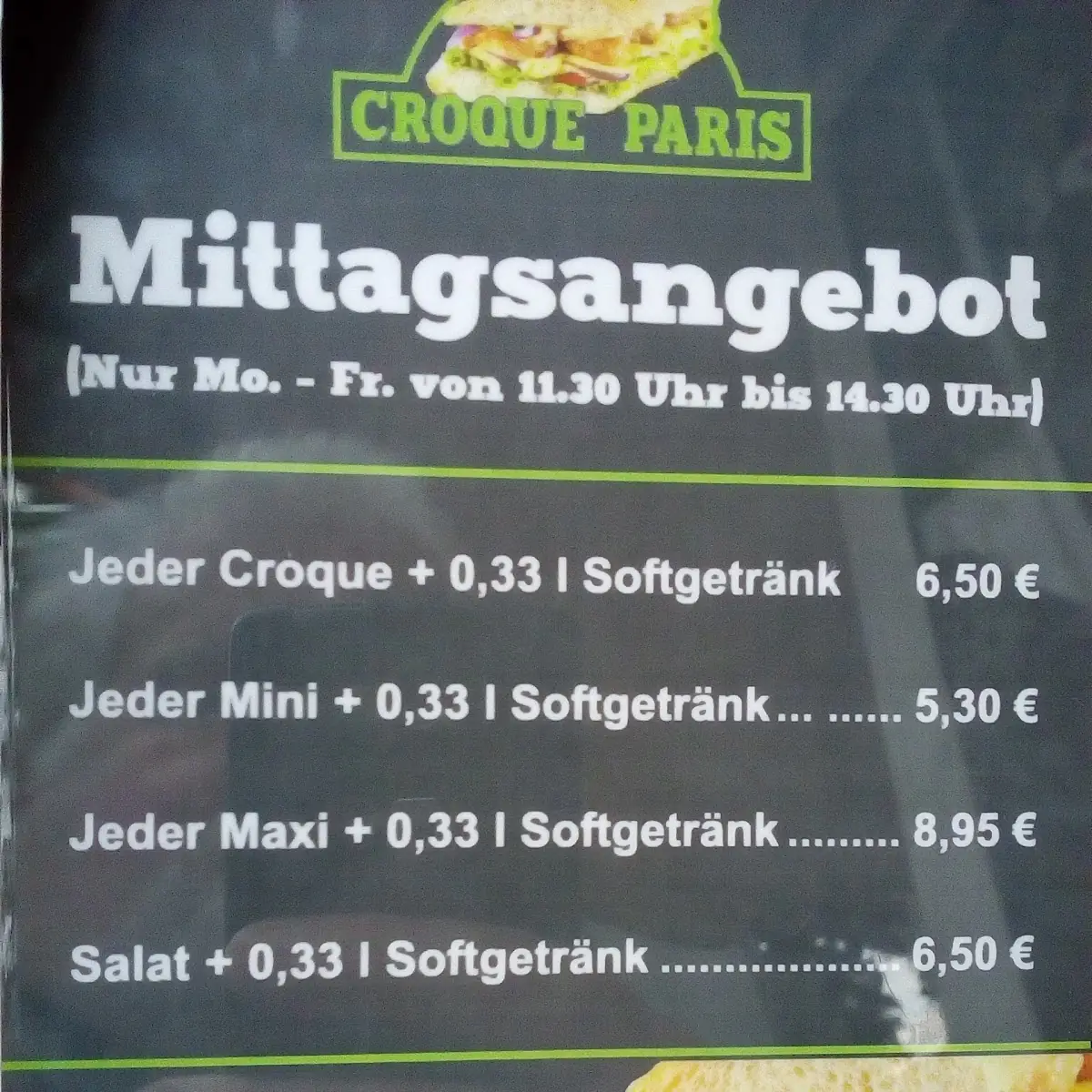 Speisekarte, Croque-Paris