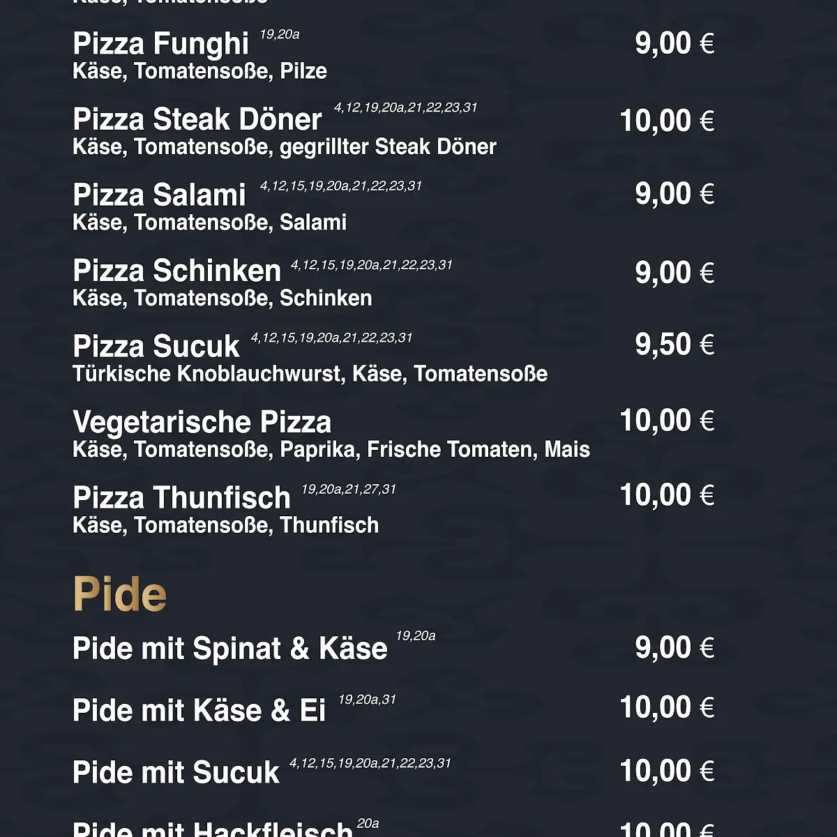 Speisekarte, Birlin Steak Döner House