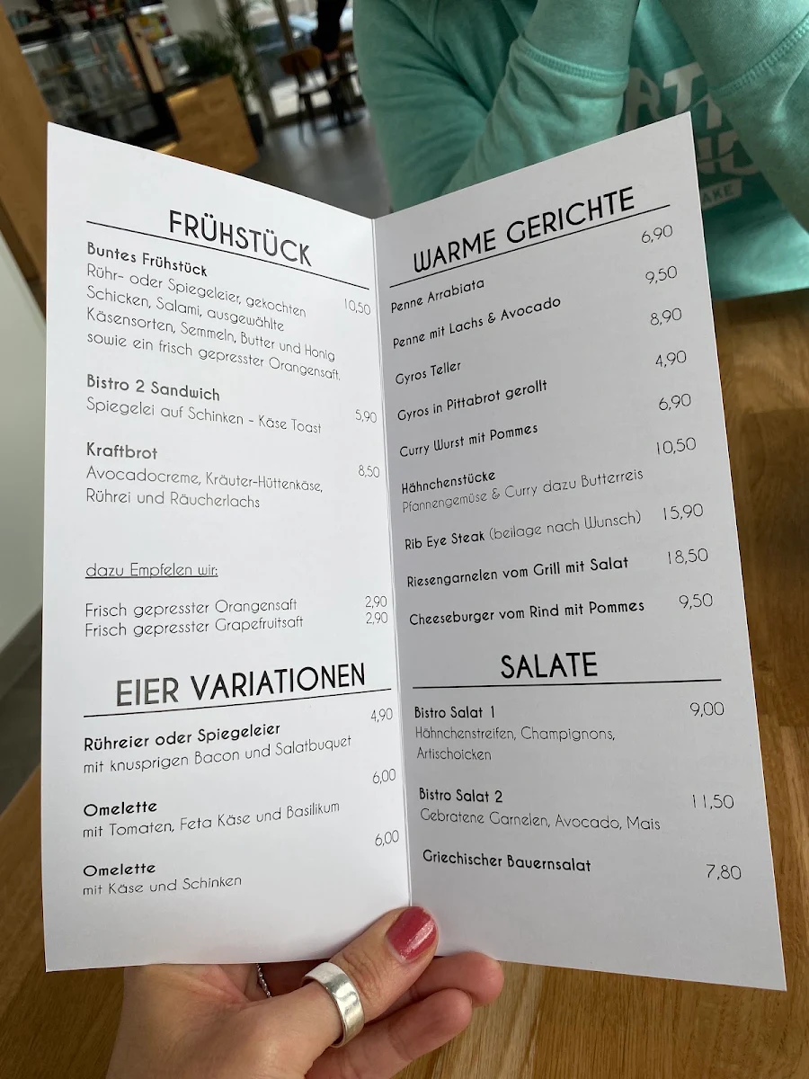 Speisekarte, BISTRO 2