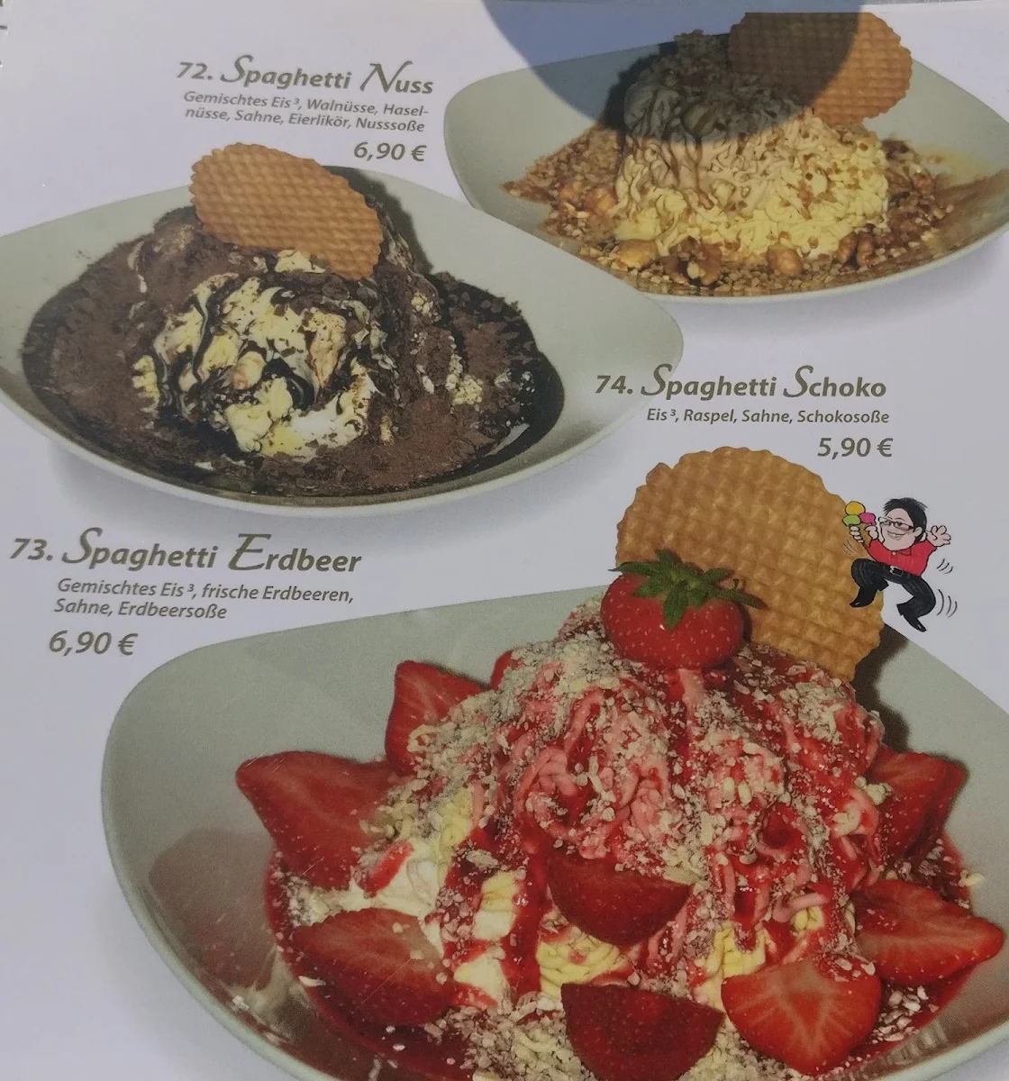 Speisekarte, Eiscafé Peppone Kohlscheid