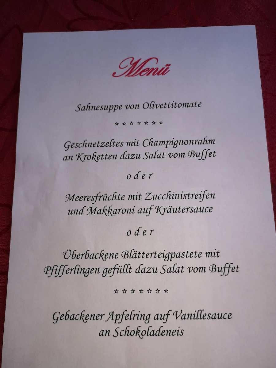 Speisekarte, Weinhaus Hotel zum Josefshof