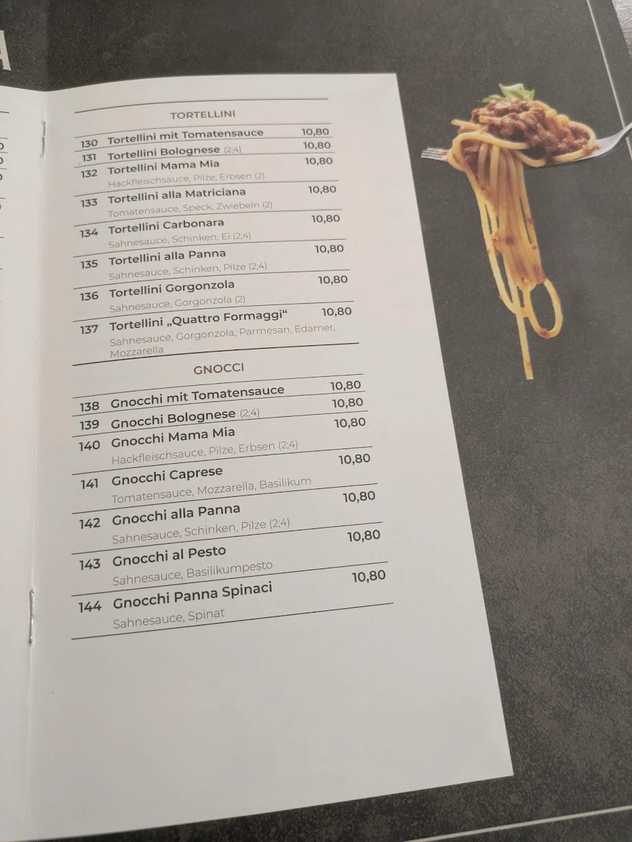 Speisekarte, Pizzeria Santa Lucia