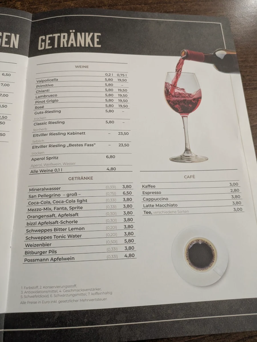 Speisekarte, Pizzeria Santa Lucia