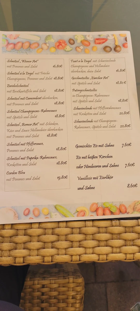 Speisekarte, Restaurant Zum Engel