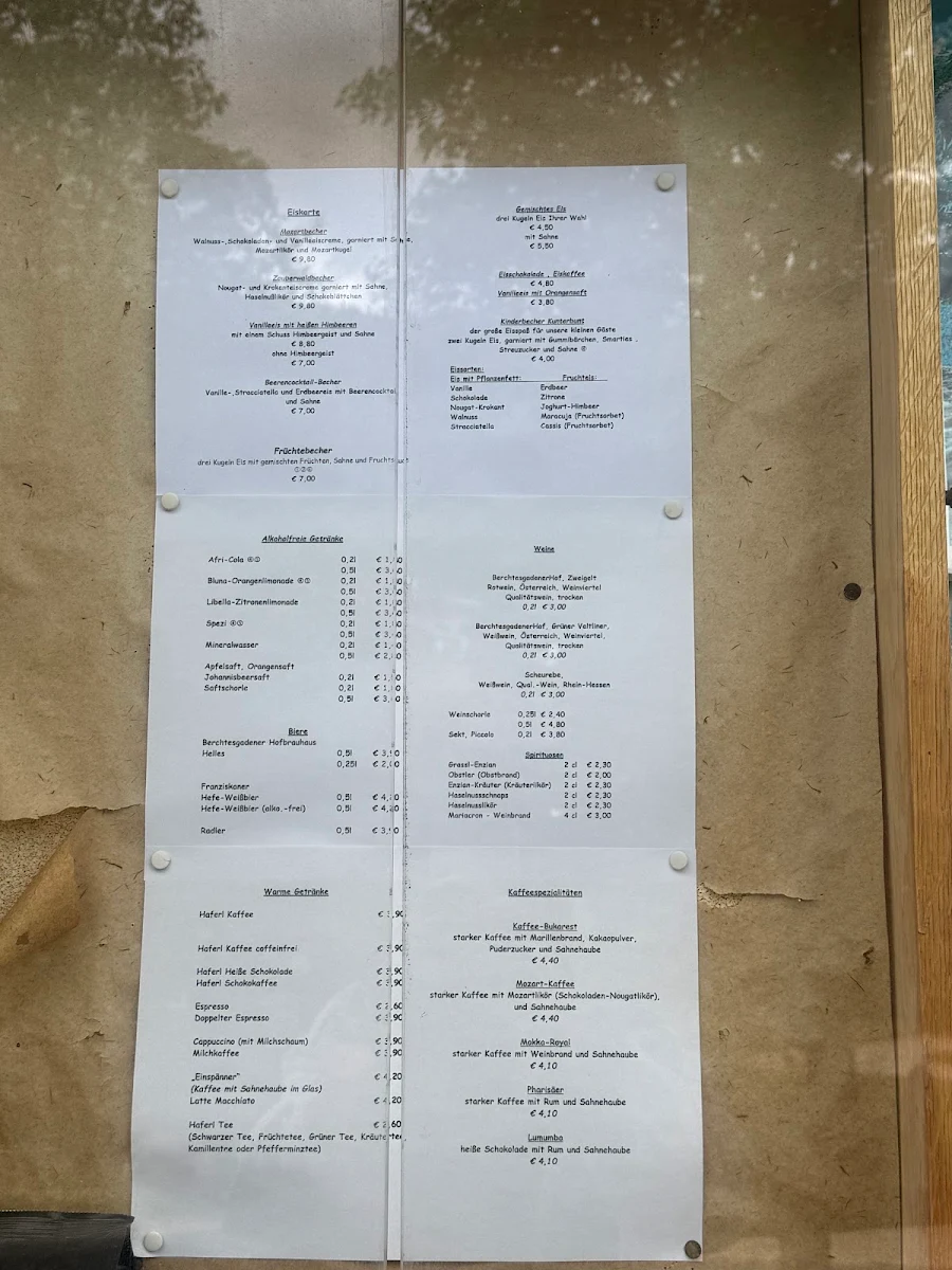 Speisekarte, Cafe Ertl