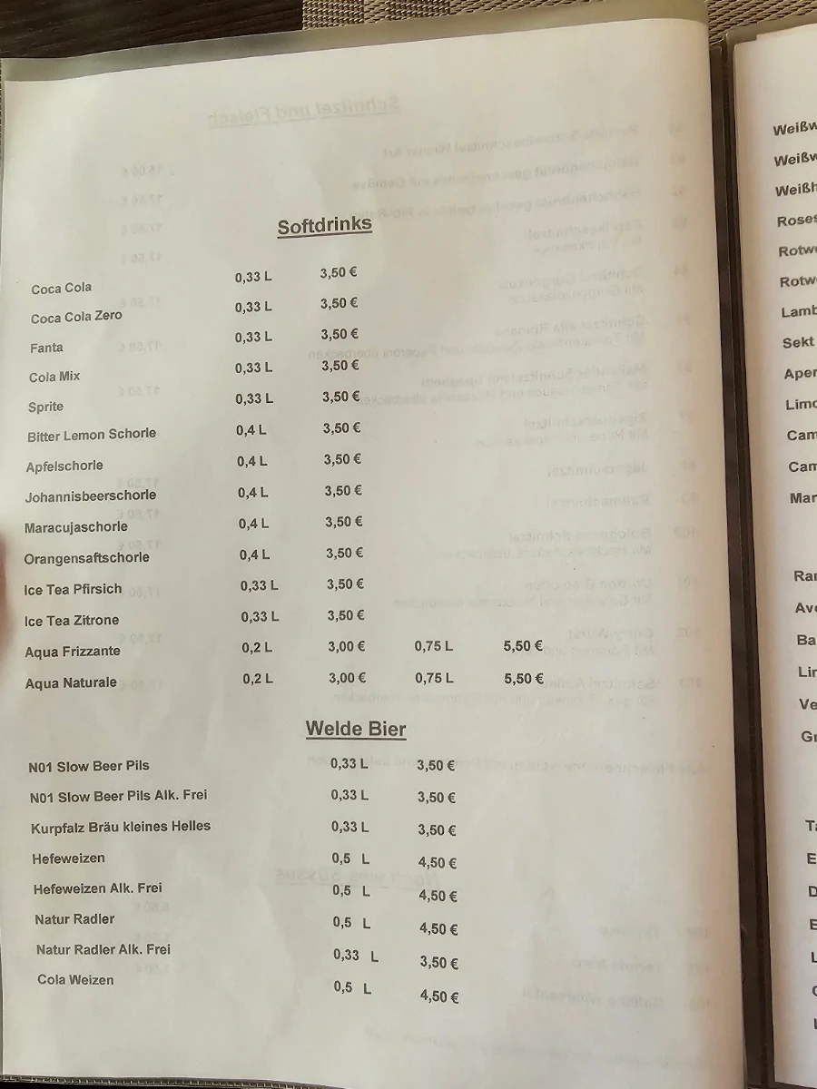 Speisekarte, Pizzeria Da Antonio