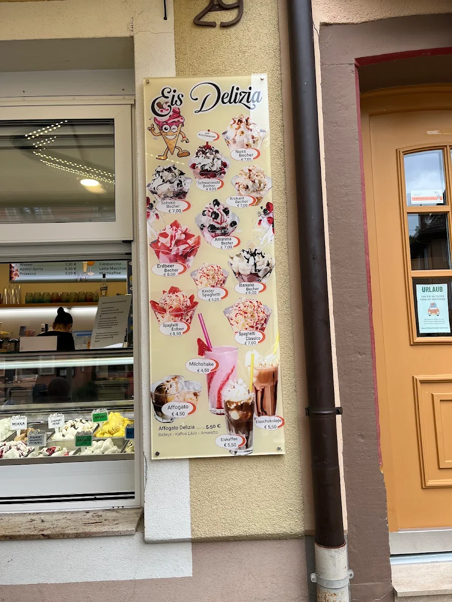 Speisekarte, Eiscafe Delizia