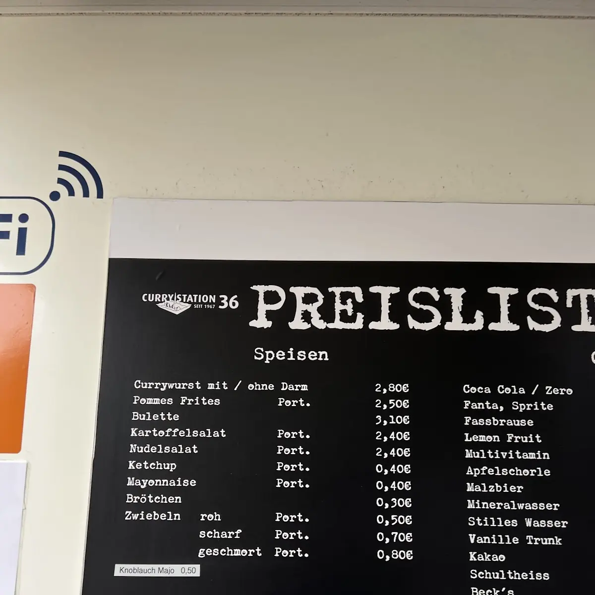 Speisekarte, Currystation 36