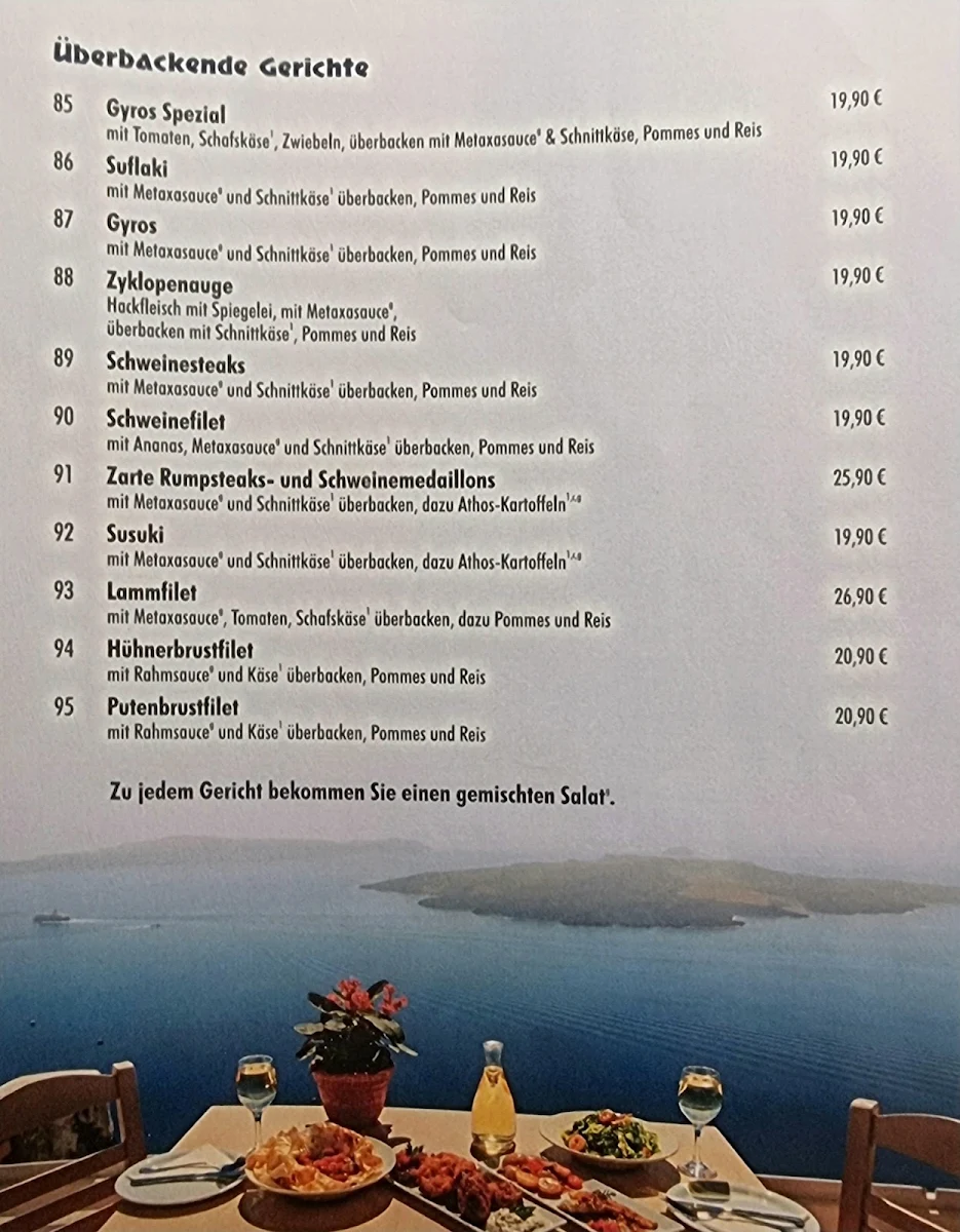 Speisekarte, Restaurant Kreta