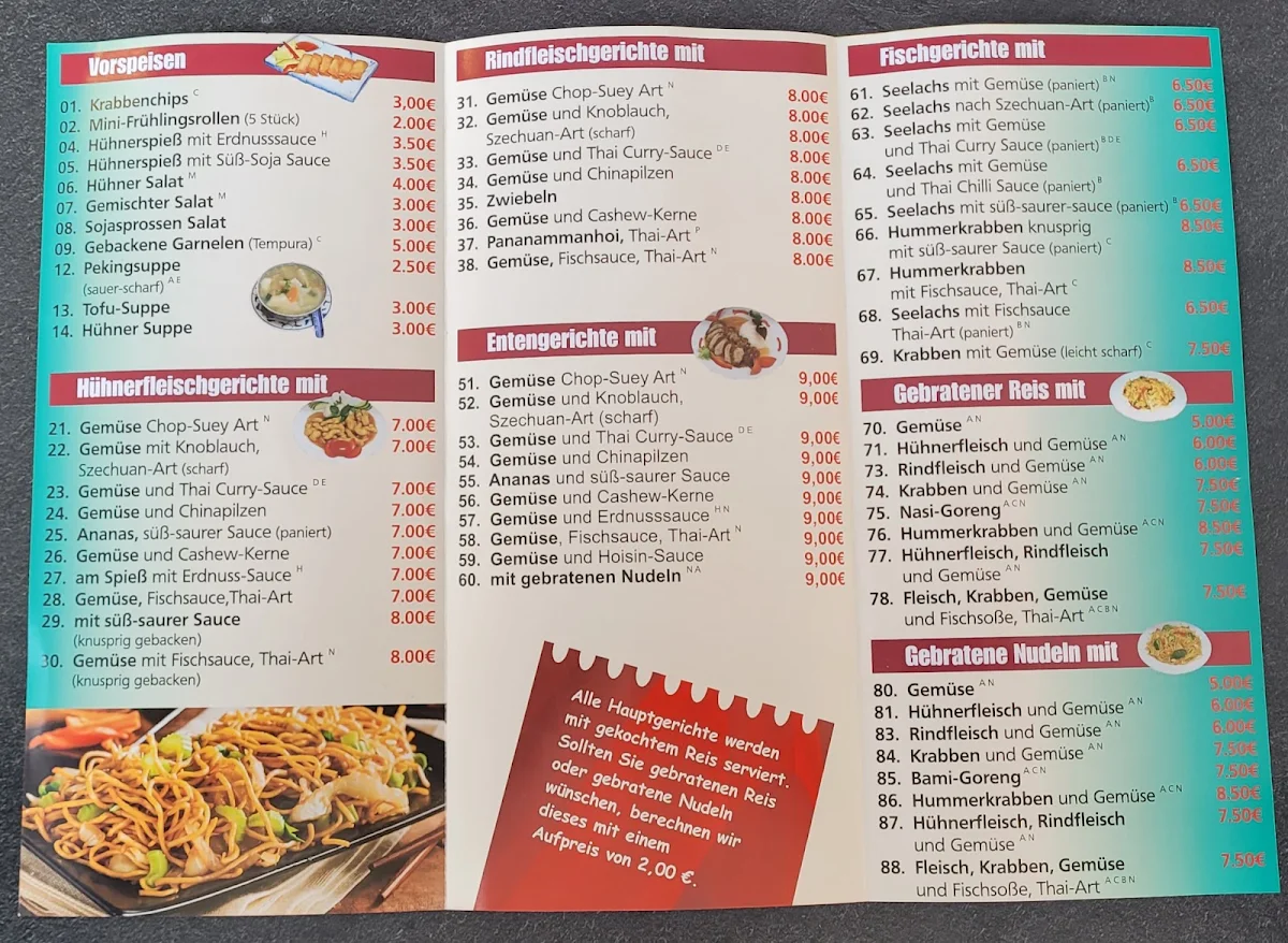 Speisekarte, Minh Minh Asiatisches Bistro Asia