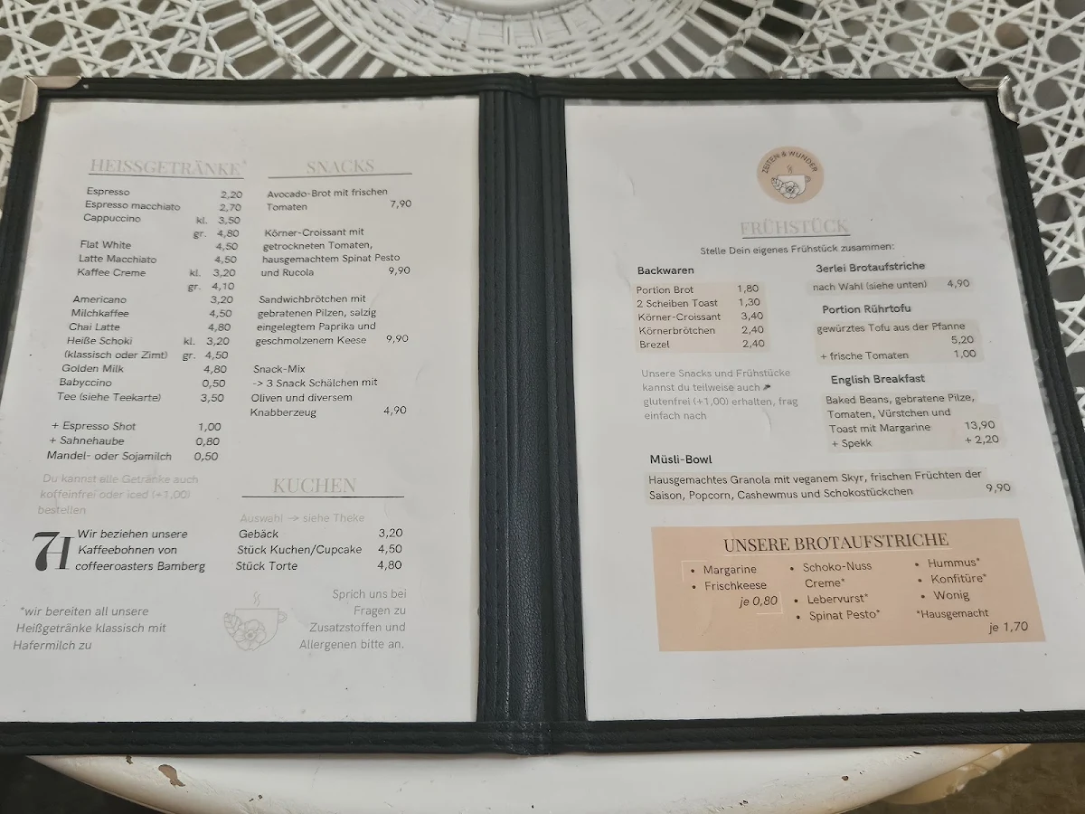 Speisekarte, Zeiten & Wunder