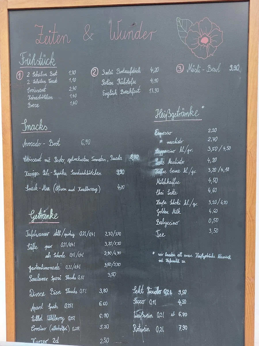 Speisekarte, Zeiten & Wunder