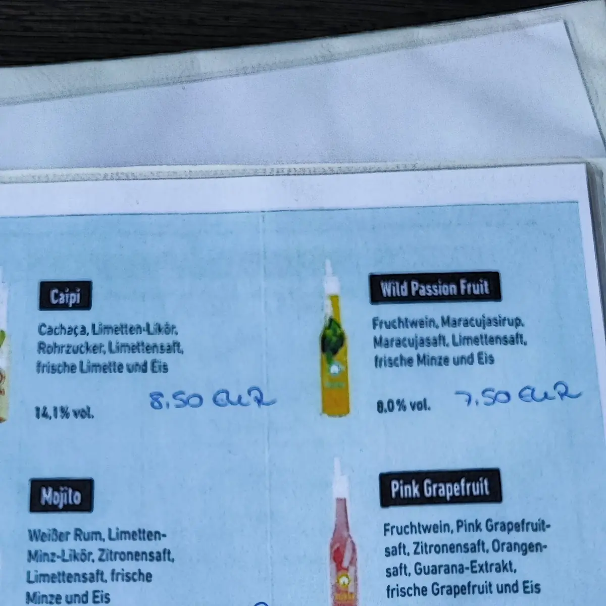 Speisekarte, Aquamaehlis
