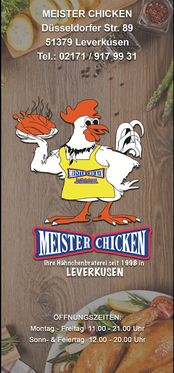 Speisekarte, Meister Chicken Opladen