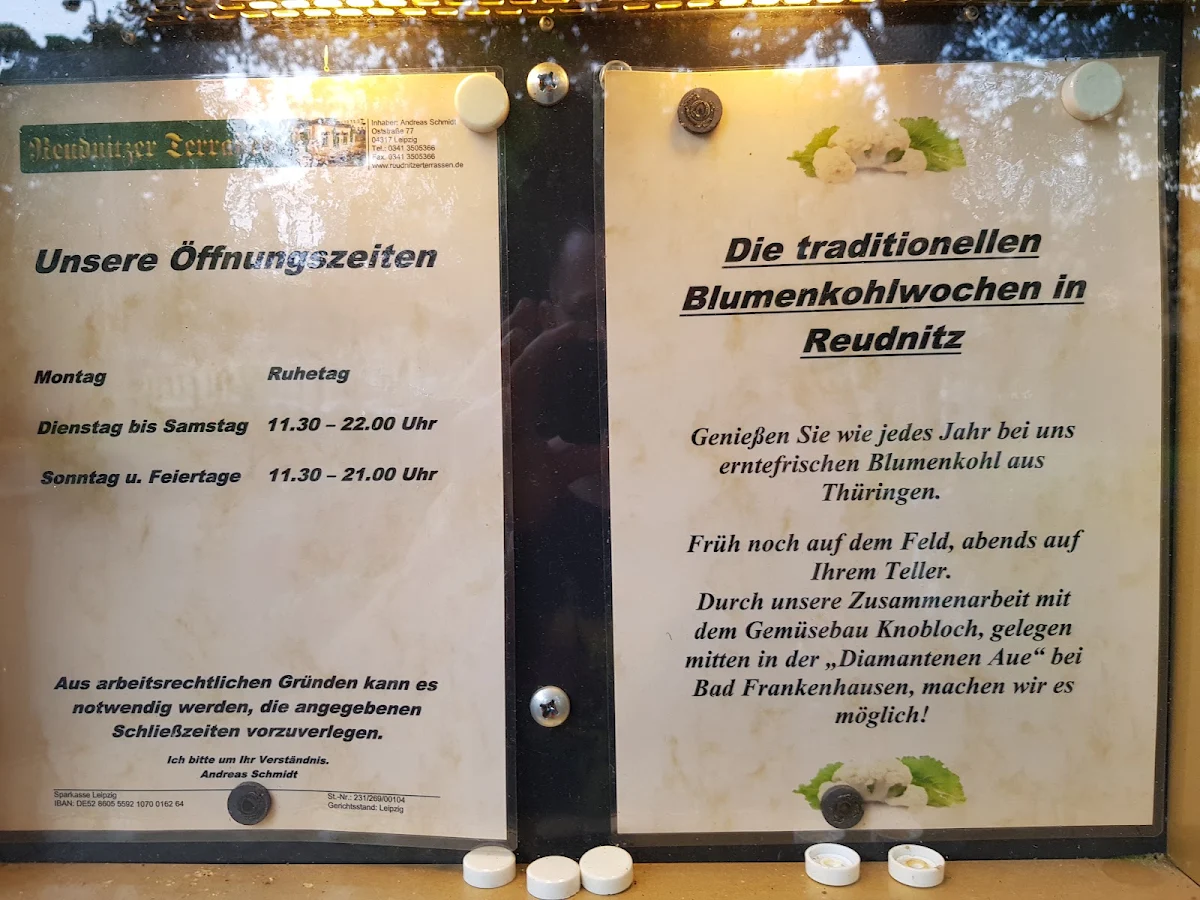 Speisekarte, Reudnitzer Terrassen