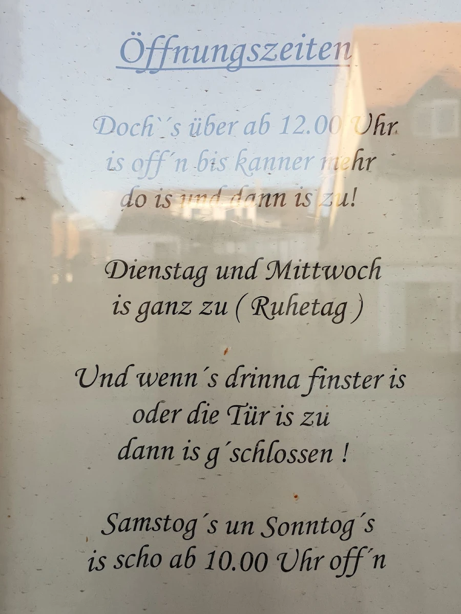 Speisekarte, Gaststätte Achhörnla