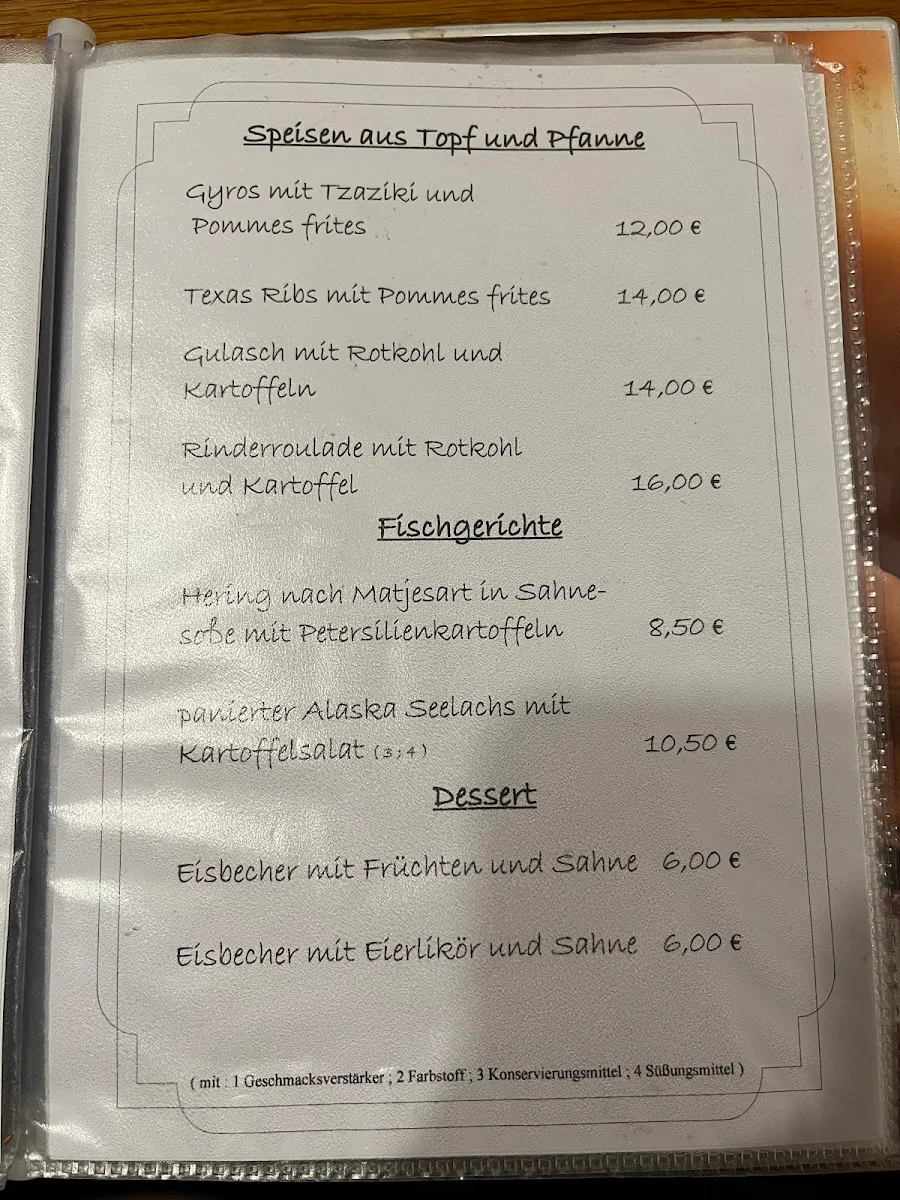 Speisekarte, Fast wie zu Hause