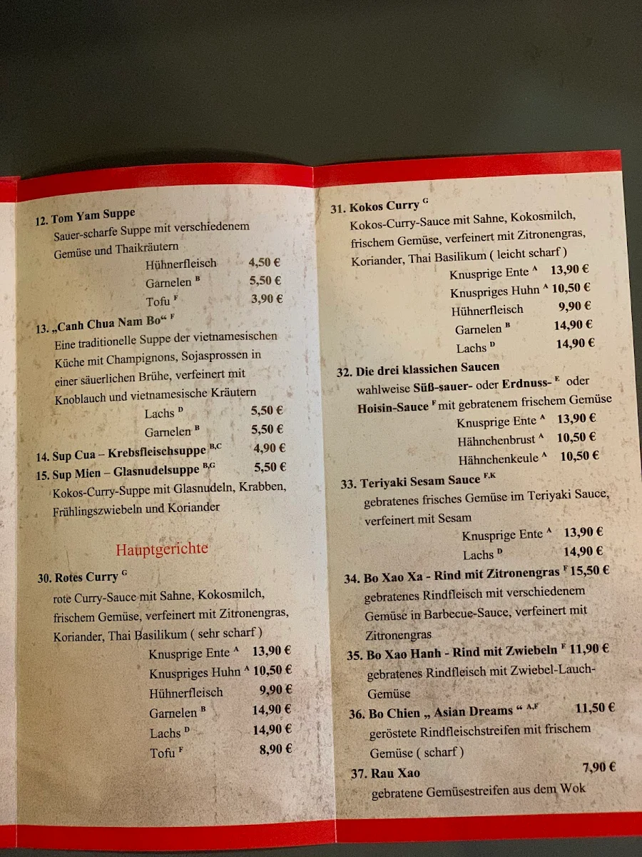 Speisekarte, Asian Dreams Sushi Bar & Restaurant